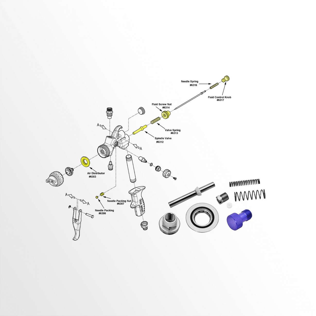 Fuji Spray Auto Automotive Paint Spray Gun V8™ SERIES REBUILD KIT